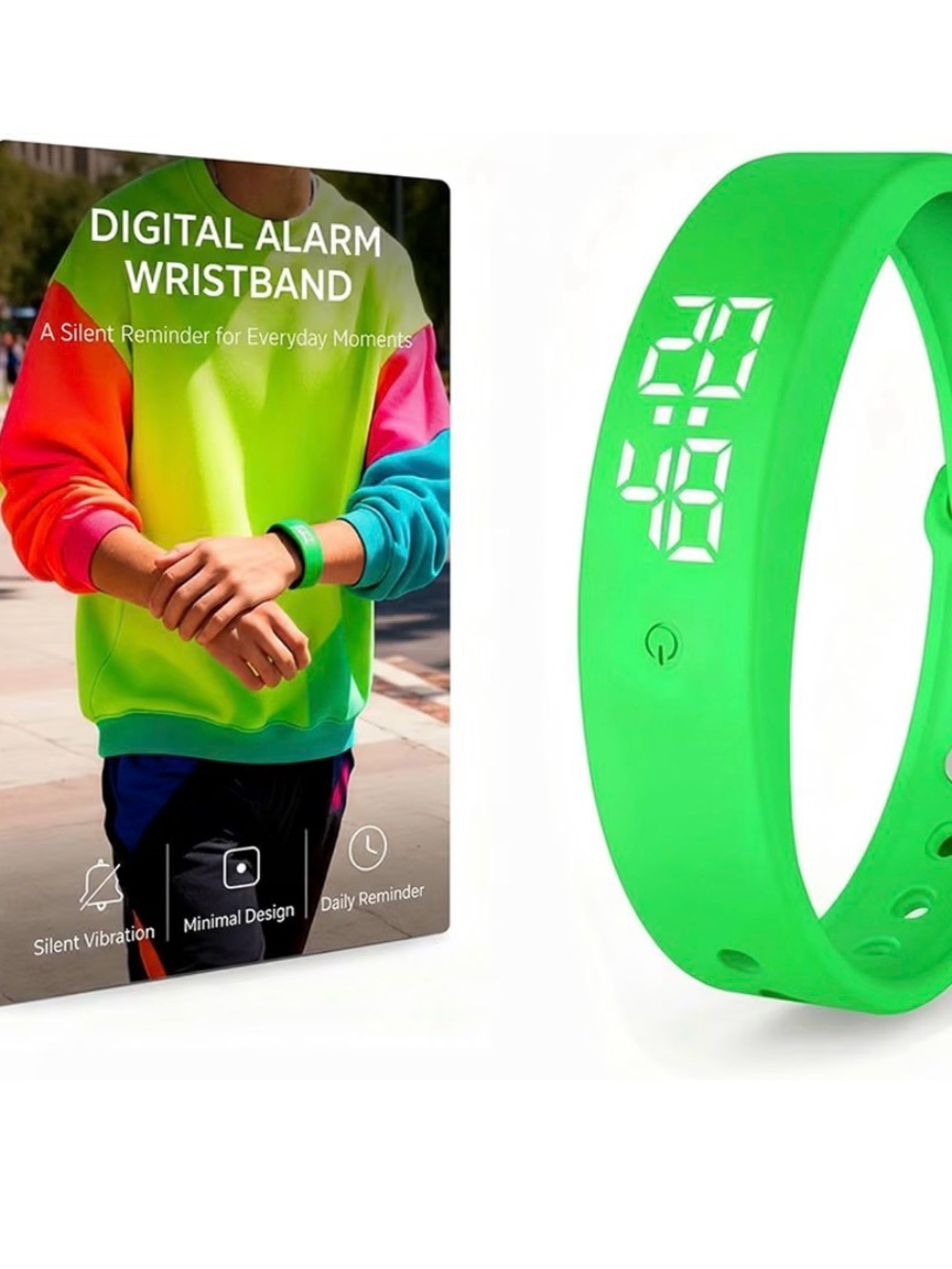 Silicone vibrating alarm wristband